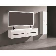 Madeli B070-72D-002-WH-PC - Madeli Vogue 72'' Wall Hung Vanity Cabinet White/HW: Polished Chrome(PC)