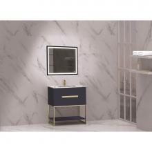Madeli B080-30-001-LC-SA-SB - Madeli Loft 30'' Free Standing Vanity Cabinet Sapphire/HW: Satin Brass(SB)