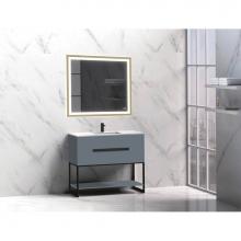 Madeli B080-36-001-LC-TG-PC - Madeli Loft 36'' Free Standing Vanity Cabinet Studio Grey/HW: Polished Chrome(PC)