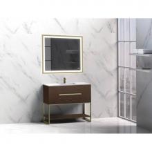 Madeli B080-36-001-LC-WA-BN - Madeli Loft 36'' Free Standing Vanity Cabinet Walnut/HW: Brushed Nickel   (BN)