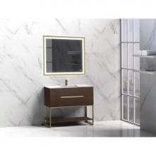 Madeli B080-36-001-LC-WA-PC - Madeli Loft 36'' Free Standing Vanity Cabinet Walnut/HW: Polished Chrome(PC)