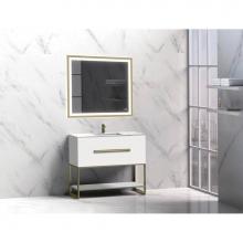 Madeli B080-36-001-LC-WH-MB - Madeli Loft 36'' Free Standing Vanity Cabinet White/HW: Matte Black(MB)