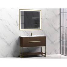 Madeli B080-42-001-LC-WA-SB - Madeli Loft 42'' Free Standing Vanity Cabinet Walnut/HW: Satin Brass(SB)