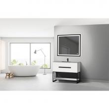 Madeli B080-42-001-LC-WH-MB - Madeli Loft 42'' Free Standing Vanity Cabinet White/HW: Matte Black(MB)