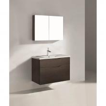 Madeli B100-36-022-WA - Madeli Bolano 36'' Wall hung Vanity Cabinet Walnut Finish