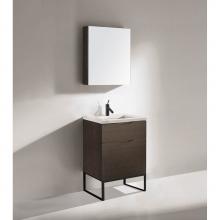 Madeli B200-24-021-LC-WA-MB - Madeli Milano 24'' Free Standing Vanity Cabinet Walnut/HW: Matte Black(MB)