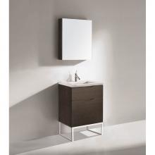 Madeli B200-24-021-LC-WA-PC - Madeli Milano 24'' Free Standing Vanity Cabinet Walnut/HW: Polished Chrome(PC)