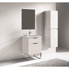 Madeli B200-24-021-LS-WH-PN - Madeli Milano 24'' Free Standing Vanity Cabinet White/HW: Polished Nickel(PN)