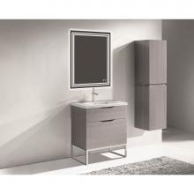 Madeli B200-30-021-LC-AG-PN - Madeli Milano 30'' Free Standing Vanity Cabinet Ash Grey/HW: Polished Nickel(PN)