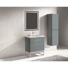 Madeli B200-30-021-LC-TG-PC - Madeli Milano 30'' Free Standing Vanity Cabinet Studio Grey/HW: Polished Chrome(PC)