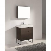 Madeli B200-30-021-LC-WA-MB - Madeli Milano 30'' Free Standing Vanity Cabinet Walnut/HW: Matte Black(MB)