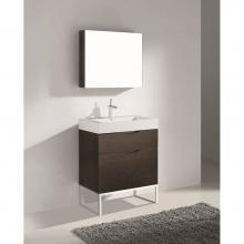 Madeli B200-30-021-LC-WA-PN - Madeli Milano 30'' Free Standing Vanity Cabinet Walnut/HW: Polished Nickel(PN)