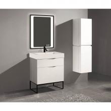 Madeli B200-30-021-LC-WH-MB - Madeli Milano 30'' Free Standing Vanity Cabinet White/HW: Matte Black(MB)