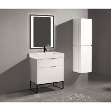 Madeli B200-30-021-LC-WH-PC - Madeli Milano 30'' Free Standing Vanity Cabinet White/HW: Polished Chrome(PC)