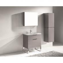 Madeli B200-30-021-LS-AG-SB - Madeli Milano 30'' Free Standing Vanity Cabinet Ash Grey/HW: Satin Brass(SB)