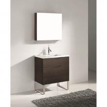 Madeli B200-30-021-LS-WA-BN - Madeli Milano 30'' Free Standing Vanity Cabinet Walnut/HW: Brushed Nickel(BN)