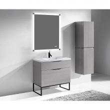 Madeli B200-36-021-LC-AG-MB - Madeli Milano 36'' Free Standing Vanity Cabinet Ash Grey/HW: Matte Black(MB)