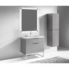 Madeli B200-36-021-LC-AG-PC - Madeli Milano 36'' Free Standing Vanity Cabinet Ash Grey/HW: Polished Chrome(PC)
