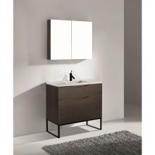 Madeli B200-36-021-LC-WA-MB - Madeli Milano 36'' Free Standing Vanity Cabinet Walnut/HW: Matte Black(MB)
