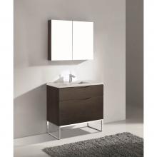 Madeli B200-36-021-LC-WA-PN - Madeli Milano 36'' Free Standing Vanity Cabinet Walnut/HW: Polished Nickel(PN)