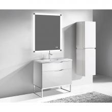 Madeli B200-36-021-LC-WH-PN - Madeli Milano 36'' Free Standing Vanity Cabinet White/HW: Polished Nickel(PN)