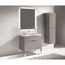 Madeli B200-36-021-LL-AG-BN - Madeli Milano 36'' Free Standing Vanity Cabinet Ash Grey/HW: Brushed Nickel(BN)