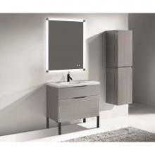 Madeli B200-36-021-LL-AG-MB - Madeli Milano 36'' Free Standing Vanity Cabinet Ash Grey/HW: Matte Black(MB)