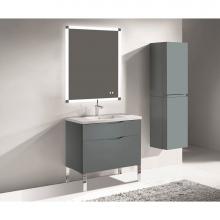 Madeli B200-36-021-LL-TG-PN - Madeli Milano 36'' Free Standing Vanity Cabinet Studio Grey/HW: Polished Nickel(PN)