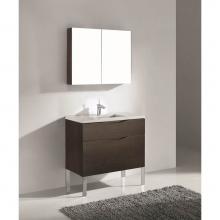 Madeli B200-36-021-LL-WA-BN - Madeli Milano 36'' Free Standing Vanity Cabinet Walnut/HW: Brushed Nickel(BN)