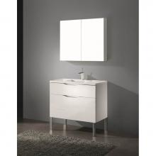 Madeli B200-36-021-LL-WH-BN - Madeli Milano 36'' Free Standing Vanity Cabinet White/HW: Brushed Nickel(BN)