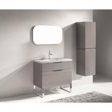 Madeli B200-36-021-LS-AG-PC - Madeli Milano 36'' Free Standing Vanity Cabinet Ash Grey/HW: Polished Chrome(PC)