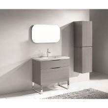 Madeli B200-36-021-LS-AG-PN - Madeli Milano 36'' Free Standing Vanity Cabinet Ash Grey/HW: Polished Nickel(PN)