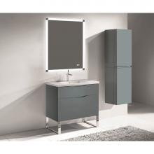 Madeli B200-36-021-LS-TG-BN - Madeli Milano 36'' Free Standing Vanity Cabinet Studio Grey/HW: Brushed Nickel(BN)