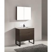 Madeli B200-36-021-LS-WA-MB - Madeli Milano 36'' Free Standing Vanity Cabinet Walnut/HW: Matte Black(MB)