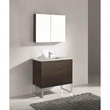Madeli B200-36-021-LS-WA-PN - Madeli Milano 36'' Free Standing Vanity Cabinet Walnut/HW: Polished Nickel(PN)