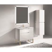 Madeli B200-36-021-LS-WH-BN - Madeli Milano 36'' Free Standing Vanity Cabinet White/HW: Brushed Nickel(BN)