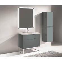 Madeli B200-42-021-LC-TG-PC - Madeli Milano 42'' Free Standing Vanity Cabinet Studio Grey/HW: Polished Chrome(PC)
