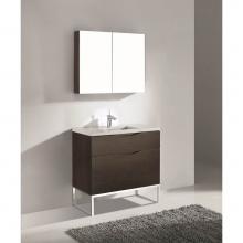 Madeli B200-42-021-LC-WA-PC - Madeli Milano 42'' Free Standing Vanity Cabinet Walnut/HW: Polished Chrome(PC)