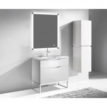 Madeli B200-42-021-LC-WH-PC - Madeli Milano 42'' Free Standing Vanity Cabinet White/HW: Polished Chrome(PC)