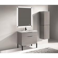 Madeli B200-42-021-LL-AG-MB - Madeli Milano 42'' Free Standing Vanity Cabinet Ash Grey/HW: Matte Black(MB)