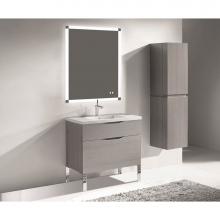 Madeli B200-42-021-LL-AG-PC - Madeli Milano 42'' Free Standing Vanity Cabinet Ash Grey/HW: Polished Chrome(PC)