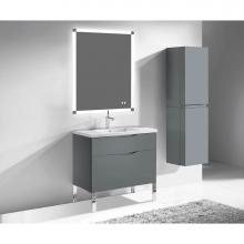 Madeli B200-42-021-LL-TG-PN - Madeli Milano 42'' Free Standing Vanity Cabinet Studio Grey/HW: Polished Nickel(PN)