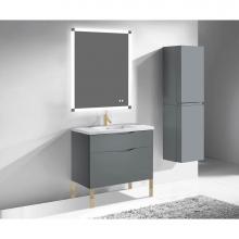 Madeli B200-42-021-LL-TG-SB - Madeli Milano 42'' Free Standing Vanity Cabinet Studio Grey/HW: Satin Brass(SB)
