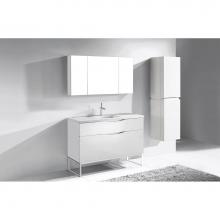 Madeli B200-48C-021-LC-WH-PC - Madeli Milano 48C'' Free Standing Vanity Cabinet White/HW: Polished Chrome(PC)