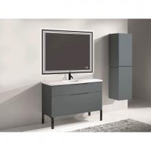 Madeli B200-48C-021-LL-TG-MB - Madeli Milano 48C'' Free Standing Vanity Cabinet Studio Grey/HW: Matte Black(MB)