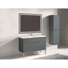 Madeli B200-48C-021-LL-TG-SB - Madeli Milano 48C'' Free Standing Vanity Cabinet Studio Grey/HW: Satin Brass(SB)