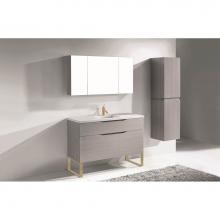 Madeli B200-48C-021-LS-AG-SB - Madeli Milano 48C'' Free Standing Vanity Cabinet Ash Grey/HW: Satin Brass(SB)