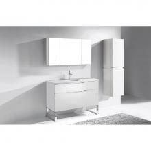 Madeli B200-48C-021-LS-WH-PC - Madeli Milano 48C'' Free Standing Vanity Cabinet White/HW: Polished Chrome(PC)