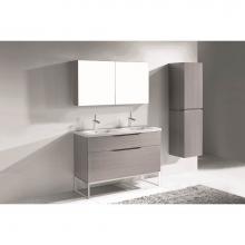 Madeli B200-48D-021-LC-AG-PN - Madeli Milano 48D'' Free Standing Vanity Cabinet Ash Grey/HW: Polished Nickel(PN)