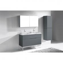 Madeli B200-48D-021-LC-TG-PN - Madeli Milano 48D'' Free Standing Vanity Cabinet Studio Grey/HW: Polished Nickel(PN)